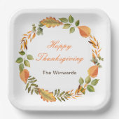 Rustic Autumn Fall Leaves Square Thanksgiving Pappteller (Vorderseite)