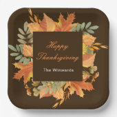Rustic Autumn Fall Leaves Square Thanksgiving  Pappteller (Vorderseite)