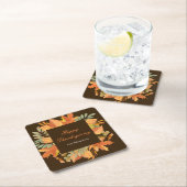 Rustic Autumn Fall Leaves Square Thanksgiving  Rechteckiger Pappuntersetzer (Vor Ort)