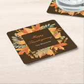 Rustic Autumn Fall Leaves Square Thanksgiving  Rechteckiger Pappuntersetzer (angewinkelt)