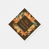 Rustic Autumn Fall Leaves Square Thanksgiving  Serviette (Ecke)