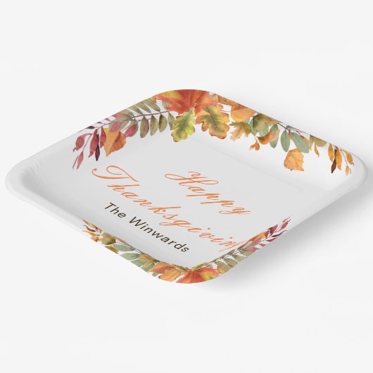 Rustic Autumn Fall Leaves Thanksgiving Party Pappteller (Gewinkelt)