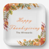 Rustic Autumn Fall Leaves Thanksgiving Party Pappteller (Vorderseite)