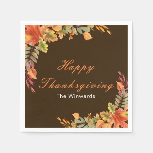 Rustic Autumn Fall Leaves Thanksgiving Party Serviette (Vorderseite)