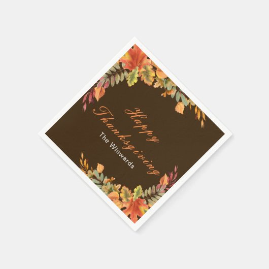 Rustic Autumn Fall Leaves Thanksgiving Party Serviette (Ecke)
