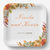 Rustic Autumn Fall Leaves Wedding Thank You Pappteller (Vorderseite)