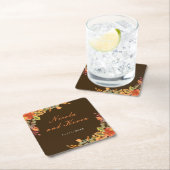 Rustic Autumn Fall Leaves Wedding Thank You Rechteckiger Pappuntersetzer (Vor Ort)