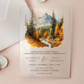 Rustic Autumn Fall Mountain Forest Wedding Acryleinladungen