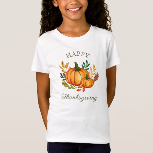 Rustic Autumn Fall Orange Pumpkin Thanksgiving T-Shirt (Vorderseite)