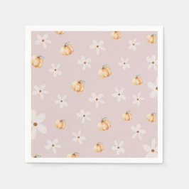 Rustic Autumn Fall Pumpkin and Daisy Baby shower Serviette