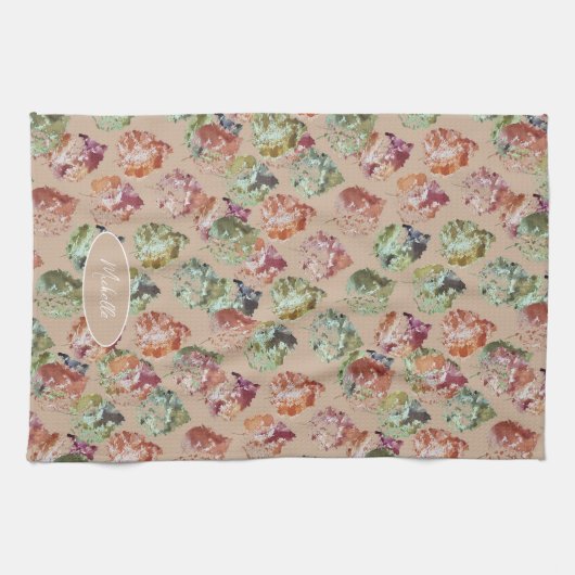 Rustic Autumn Falling Leaves Watercolor Art Geschirrtuch (Horizontal)