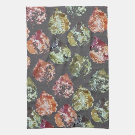 Rustic Autumn Falling Leaves Watercolor Art Geschirrtuch (Vertikal)