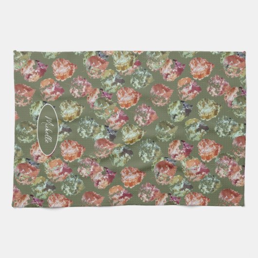 Rustic Autumn Falling Leaves Watercolor Art Geschirrtuch (Horizontal)