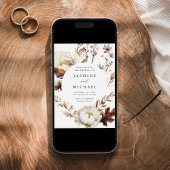 Rustic Autumn Floral Circle Frame Wedding Einladung