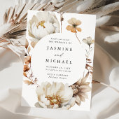 Rustic Autumn Floral Circle Frame Wedding Einladung