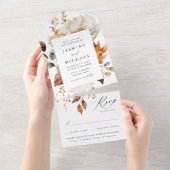Rustic Autumn Floral Frame Wedding All In One Einladung (Abreißen)