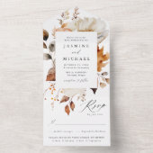 Rustic Autumn Floral Frame Wedding All In One Einladung (Innen Boden)