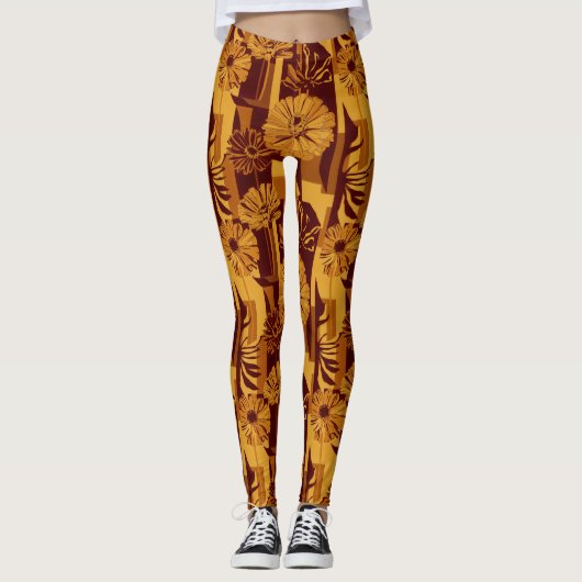 Rustic Autumn Floral Geometric Pattern (10) Leggings (Vorderseite)