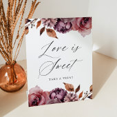 Rustic Autumn Floral Love is Sweet Wedding Favor Sockelschild