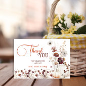Rustic Autumn Floral Pumpkin Baby Shower Dankeskarte