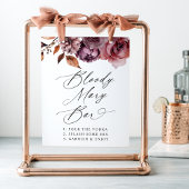 Rustic Autumn Floral Wedding Bloody Mary Bar Sign Poster