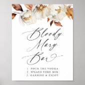 Rustic Autumn Floral Wedding Bloody Mary Bar Sign Poster (Vorne)