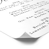 Rustic Autumn Floral Wedding Drink Menu Sign Poster (Ecke)