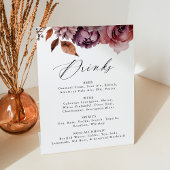 Rustic Autumn Floral Wedding Drink Menu Sockelschild