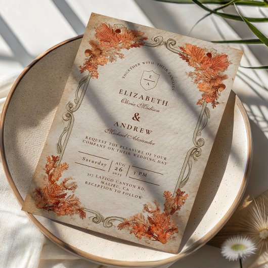 Rustic Autumn Floral Wedding Einladung