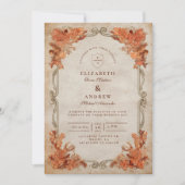 Rustic Autumn Floral Wedding Einladung (Vorderseite)