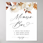 Rustic Autumn Floral Wedding Mimosa Bar Sign Poster (Vorne)