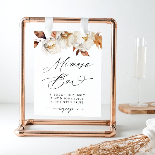 Rustic Autumn Floral Wedding Mimosa Bar Sign Poster