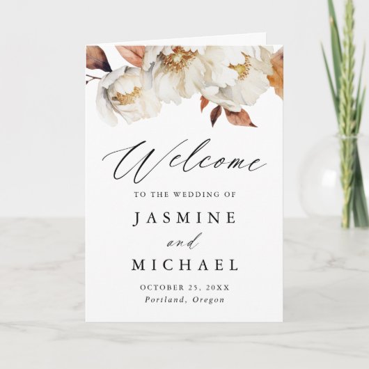 Rustic Autumn Floral Wedding Programm (Vorderseite)