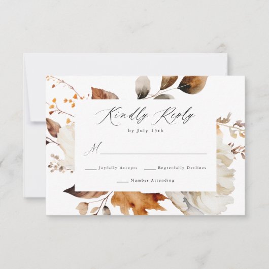 Rustic Autumn Floral Wedding RSVP Karte (Vorderseite)
