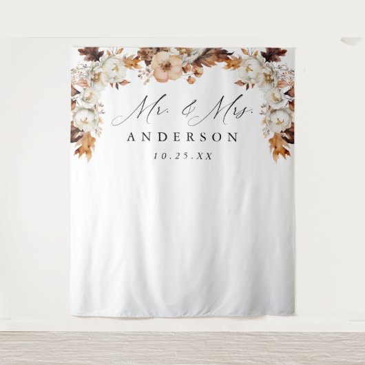 Rustic Autumn Floral Wedding Wandteppich (Vorderseite)