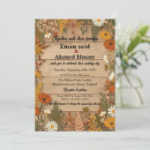 Rustic Autumn Floral Wood Wedding Invitation | Fal Einladung (Stehend Vorderseite)