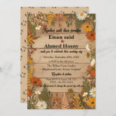 Rustic Autumn Floral Wood Wedding Invitation | Fal Einladung (Vorne/Hinten)
