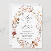 Rustic Autumn Floral Wreath Wedding Save The Date (Vorderseite)