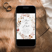 Rustic Autumn Floral Wreath Wedding Save The Date