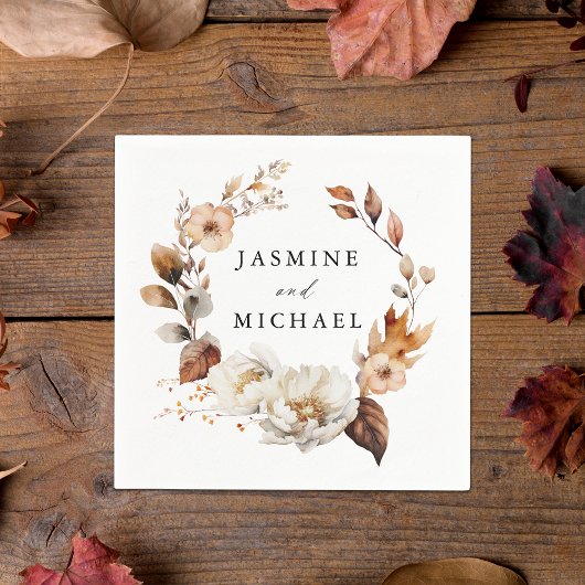 Rustic Autumn Floral Wreath Wedding Serviette
