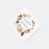 Rustic Autumn Floral Wreath Wedding Serviette (Ecke)