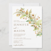 Rustic Autumn Flowers Forest Leaves Fall Wedding Einladung (Vorderseite)