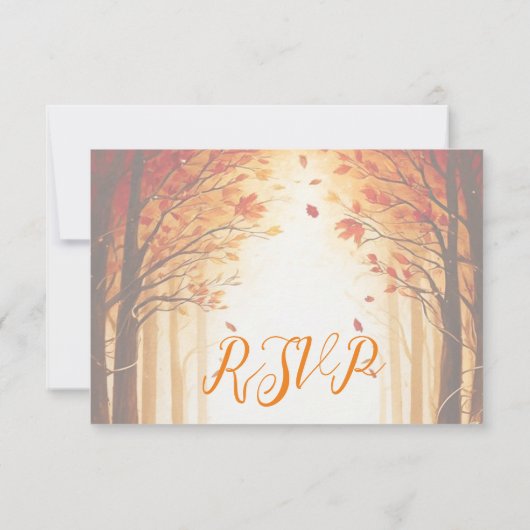 Rustic Autumn Forest Pumpkin Wedding RSVP Karte (Rückseite)