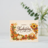 Rustic Autumn Harvest Happy Thanksgiving Feiertagspostkarte (Stehend Vorderseite)