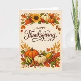 Rustic Autumn Harvest Happy Thanksgiving Karte