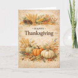 Rustic Autumn Harvest Happy Thanksgiving Karte