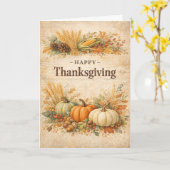 Rustic Autumn Harvest Happy Thanksgiving Karte (Gelbe Blume)