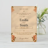 Rustic Autumn Leaves Save the Date Card 5x7  Einladung (Stehend Vorderseite)