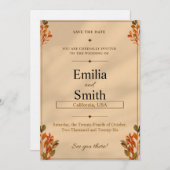 Rustic Autumn Leaves Save the Date Card 5x7  Einladung (Vorne/Hinten)