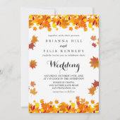Rustic Autumn Leaves Wedding Einladung (Vorderseite)